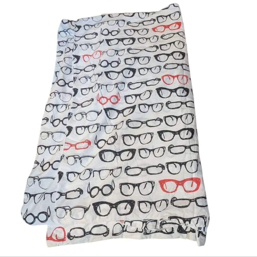 West Elm Duvet Queen Spectacles Glasses Black White Red Quirky Fun Maximalist